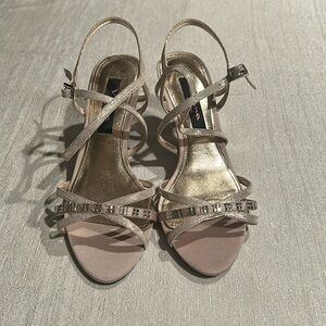 Nina New York Gold Crystal Slingback Open-Toed Heel